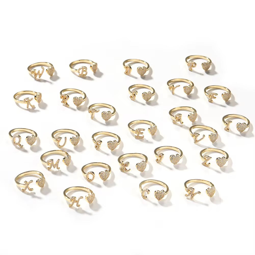LETTER HEART RING