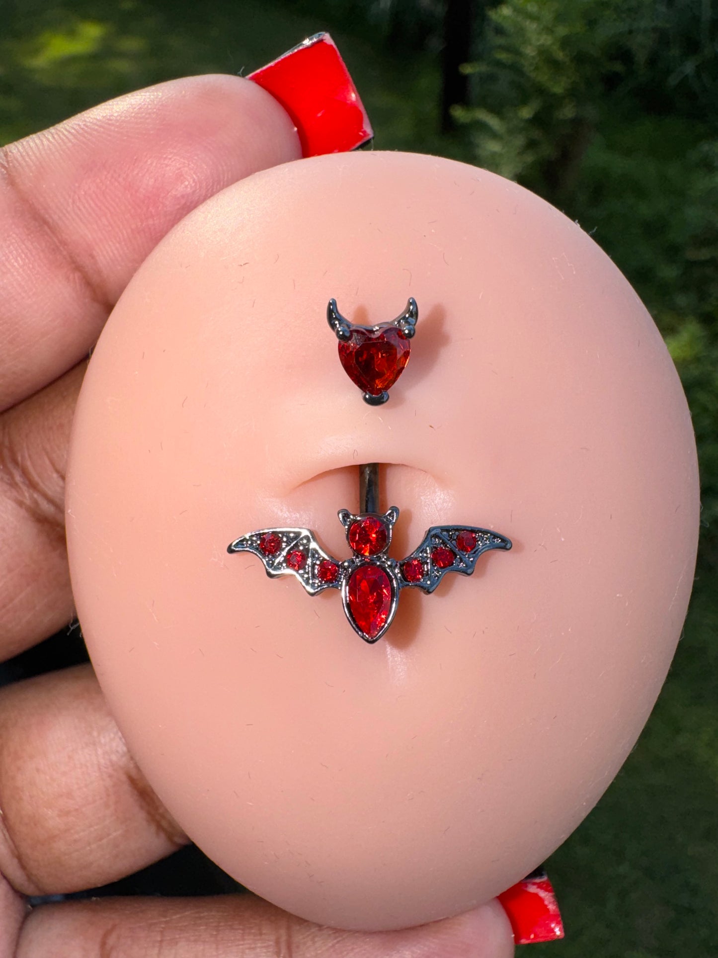 CRIMSON BAT BELLY RING