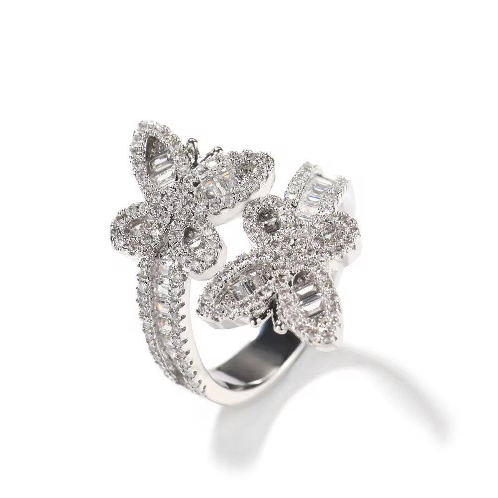 DOUBLE BUTTERFLY ADJUSTABLE RING