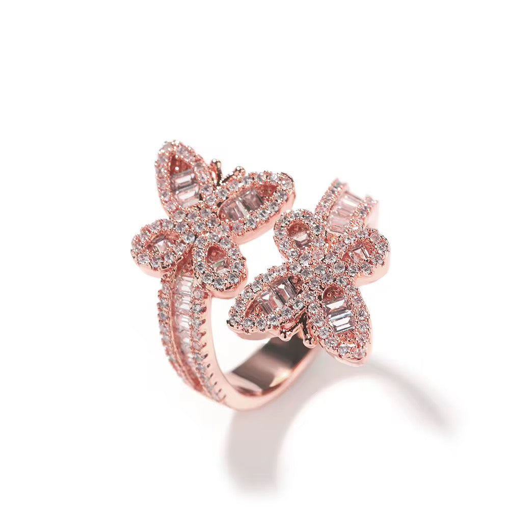 DOUBLE BUTTERFLY ADJUSTABLE RING