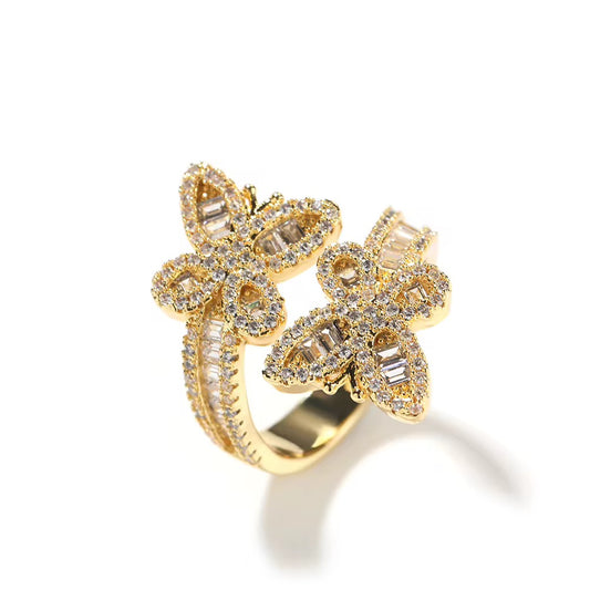 DOUBLE BUTTERFLY ADJUSTABLE RING