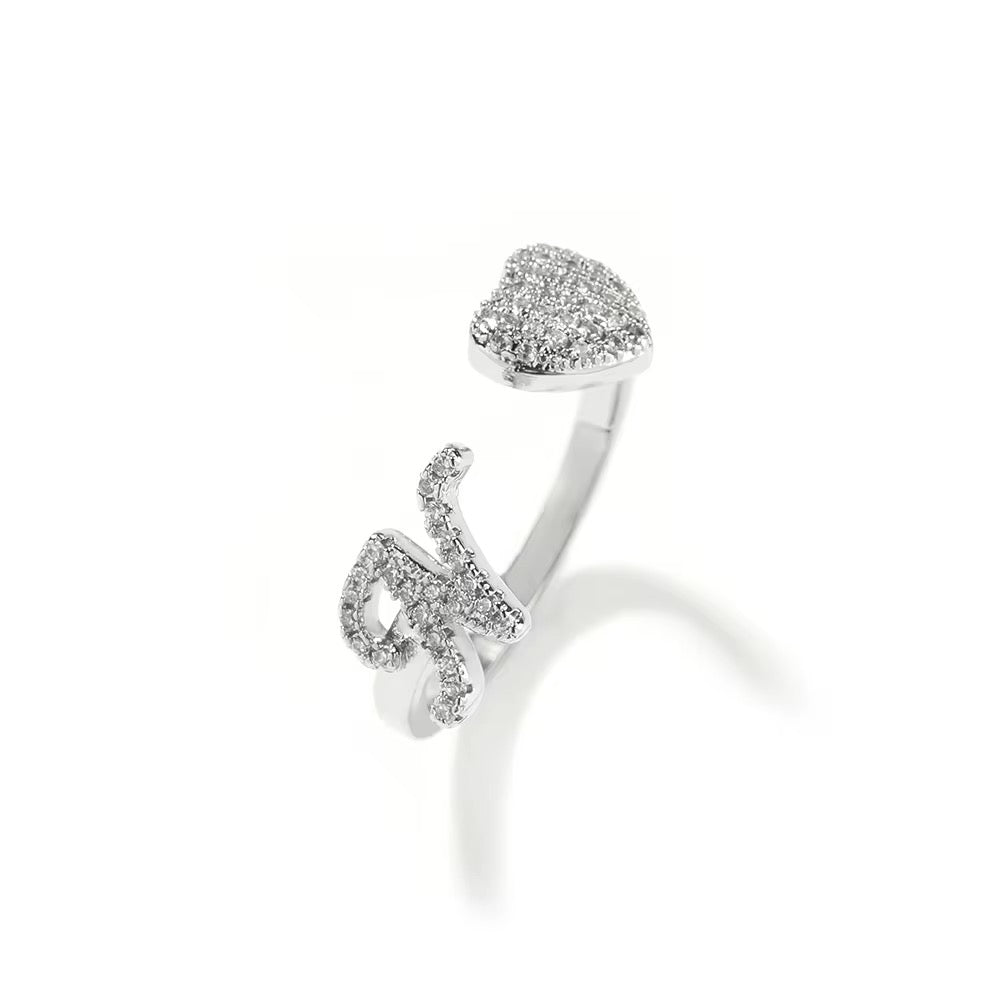 LETTER HEART RING