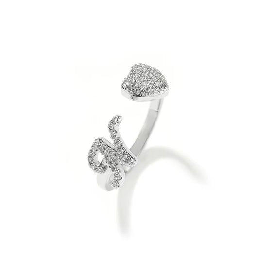 LETTER HEART RING