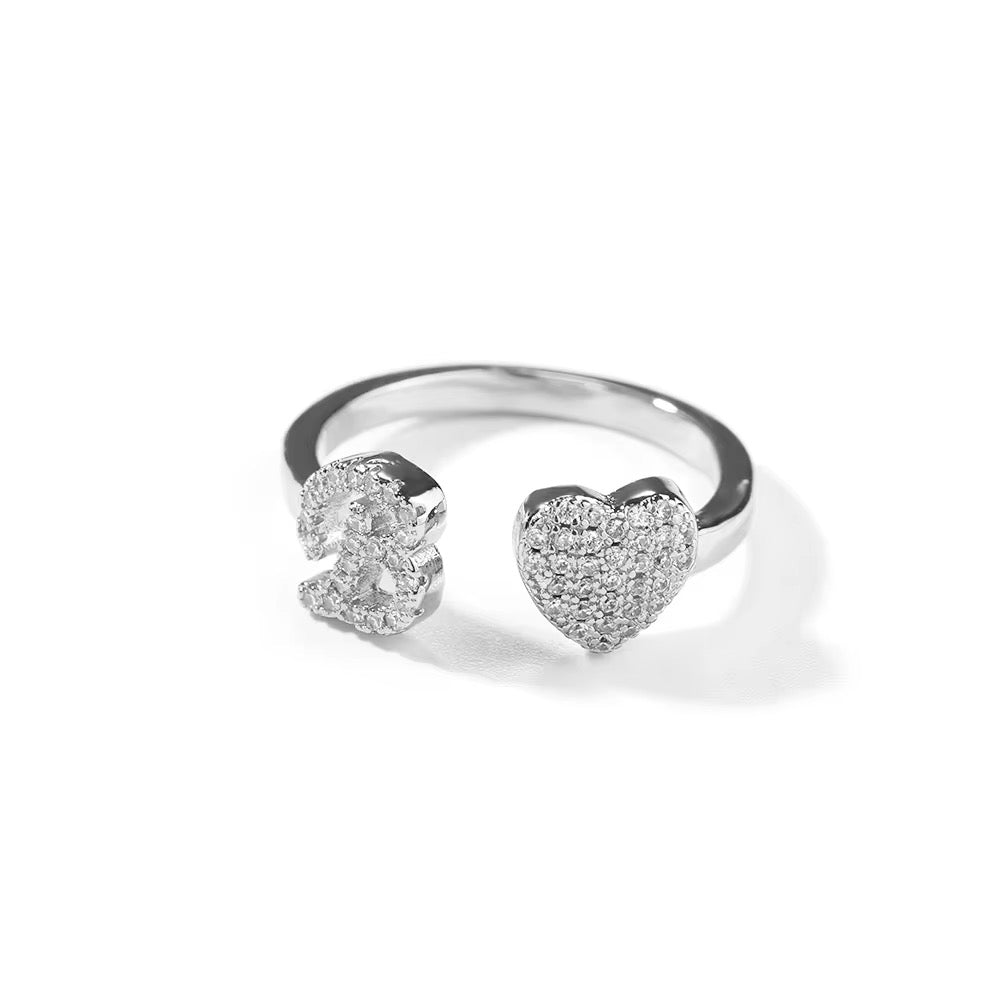 LETTER HEART RING
